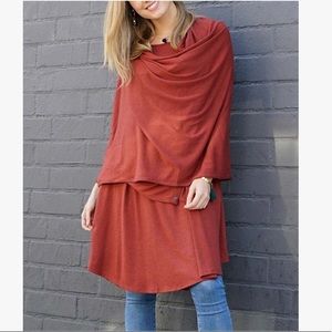 Dark Rust Snap Convertible Wrap Scarf